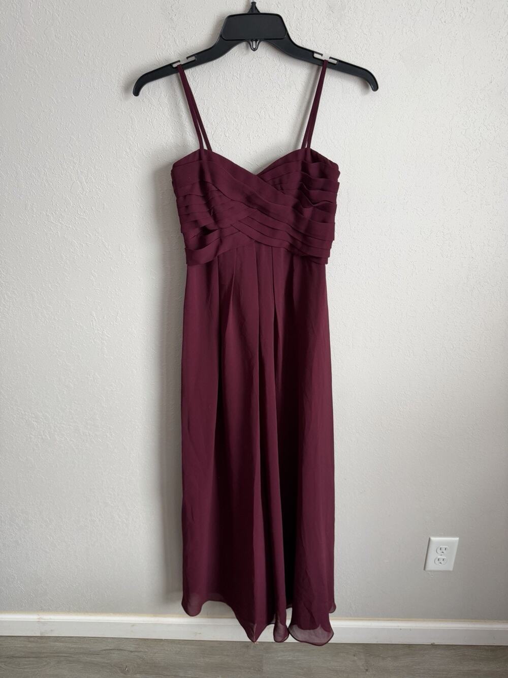 NWT Sorella Vita Burgundy Chiffon Sweetheart Bridesmaid Dress Juniors 12 Formal